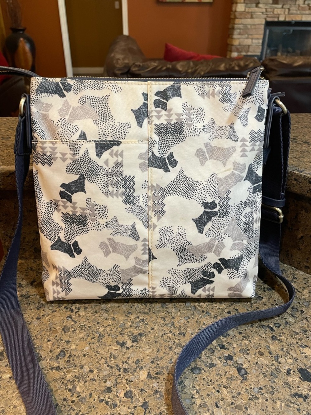 RADLEY LONDON Cream and Navy Crossbody Bag with Scottie Dog Print - Picture 3 of 12